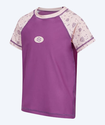 Watery UV-trøje til børn - Brandman Kortærmet Rashguard - Pink/lilla