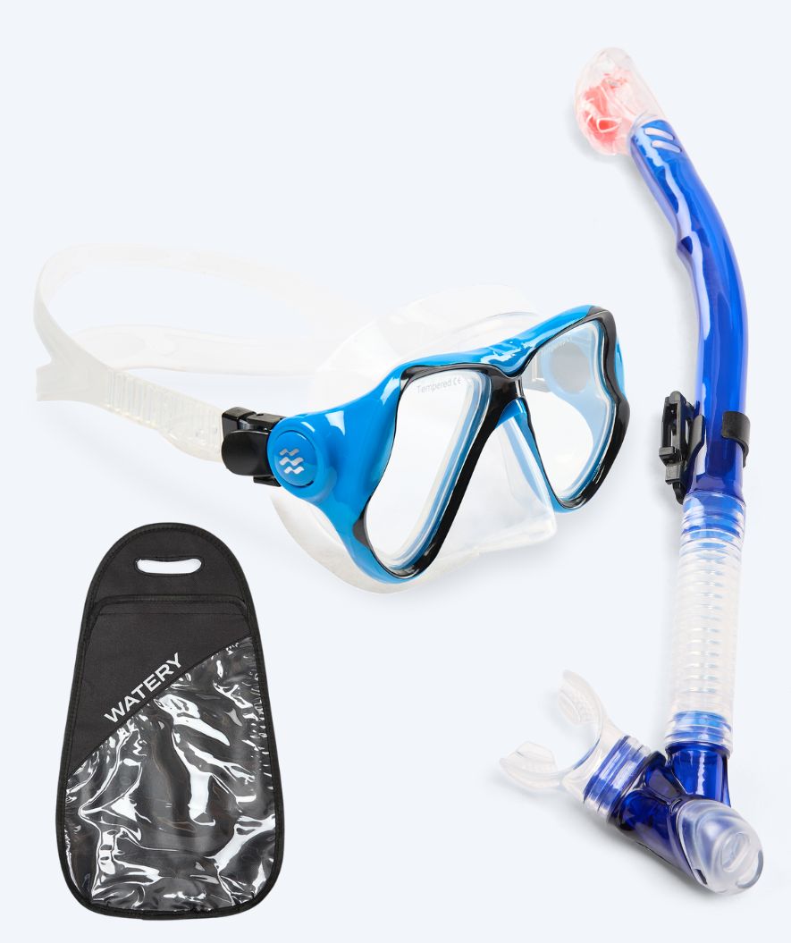 Watery Combo snorkelsæt til voksne - Hudson Full-dry - Blå