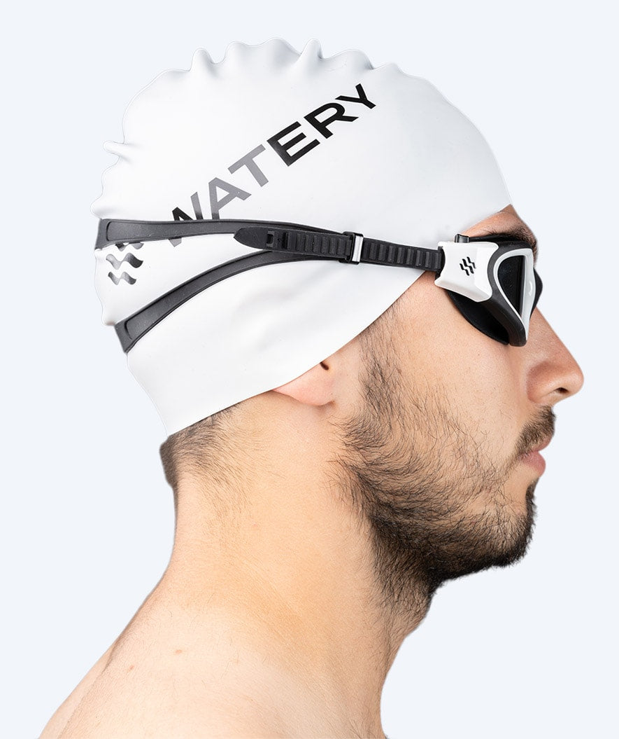 Watery motions svømmebriller - Raven Mirror - Sort/hvid/sølv