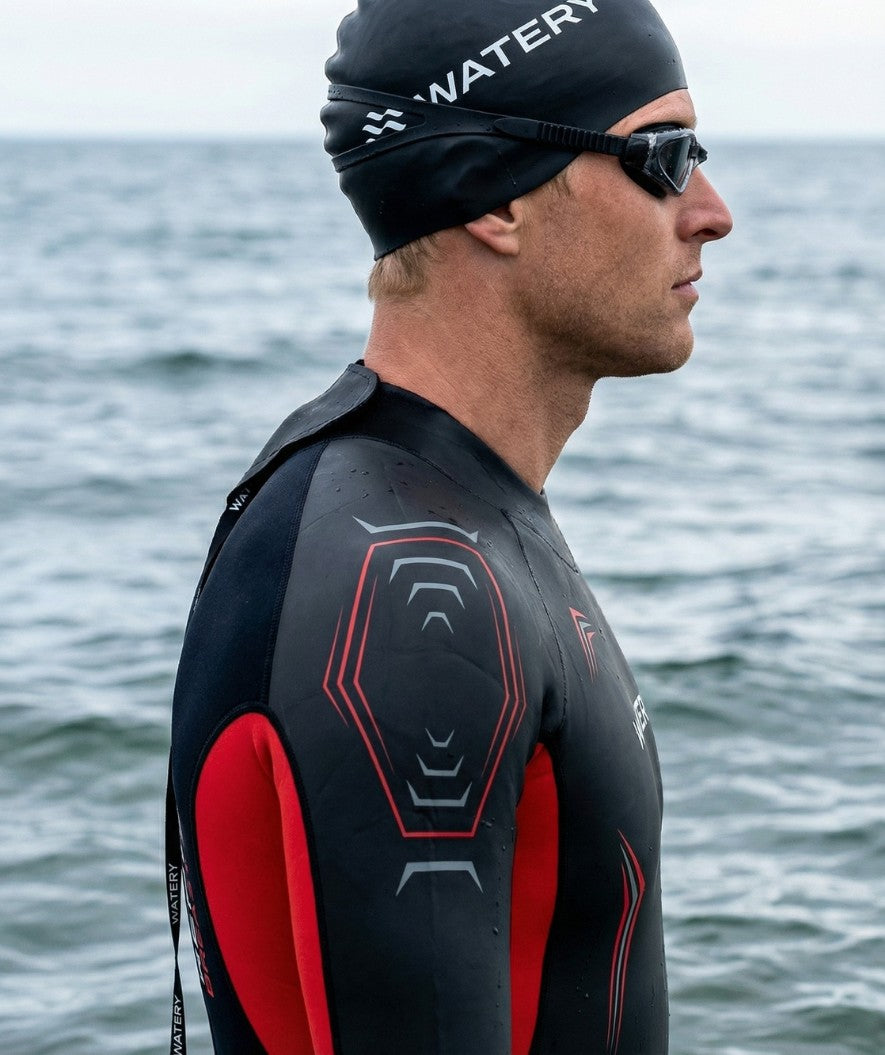 Watery våddragt til mænd - Reptile Breast - Orange