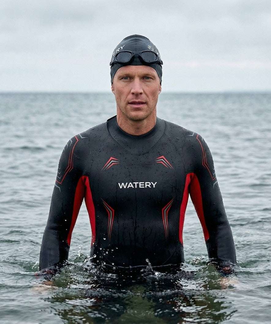 Watery våddragt til mænd - Reptile Breast - Orange