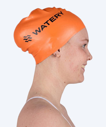 Watery badehætte til langt hår - Signature - Orange