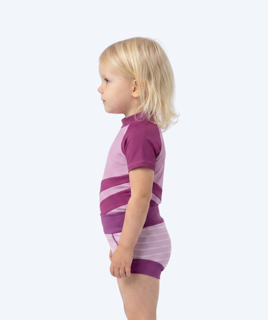 Watery blebadebukser til børn - Neoprene Swim Nappy - Purple Stripes