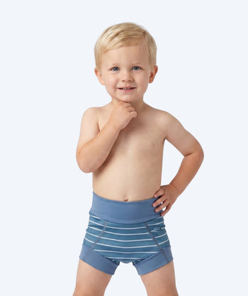 Watery blebadebukser til børn - Neoprene Swim Nappy - Nordic Blue Stripes