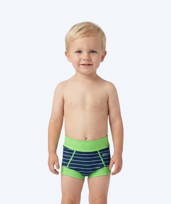 Watery blebadebukser til børn - Neoprene Swim Nappy - Green Stripes