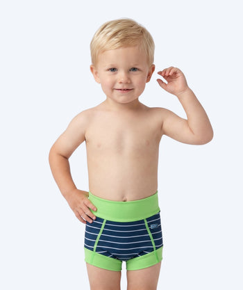 Watery blebadebukser til børn - Neoprene Swim Nappy - Green Stripes