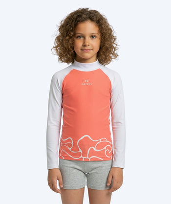 Watery UV-trøje til børn - Chilton Langærmet Rashguard - Lyserød/hvid