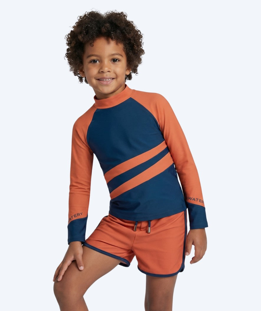 Watery UV-trøje til børn - Manami Langærmet Rashguard - Orange/blå