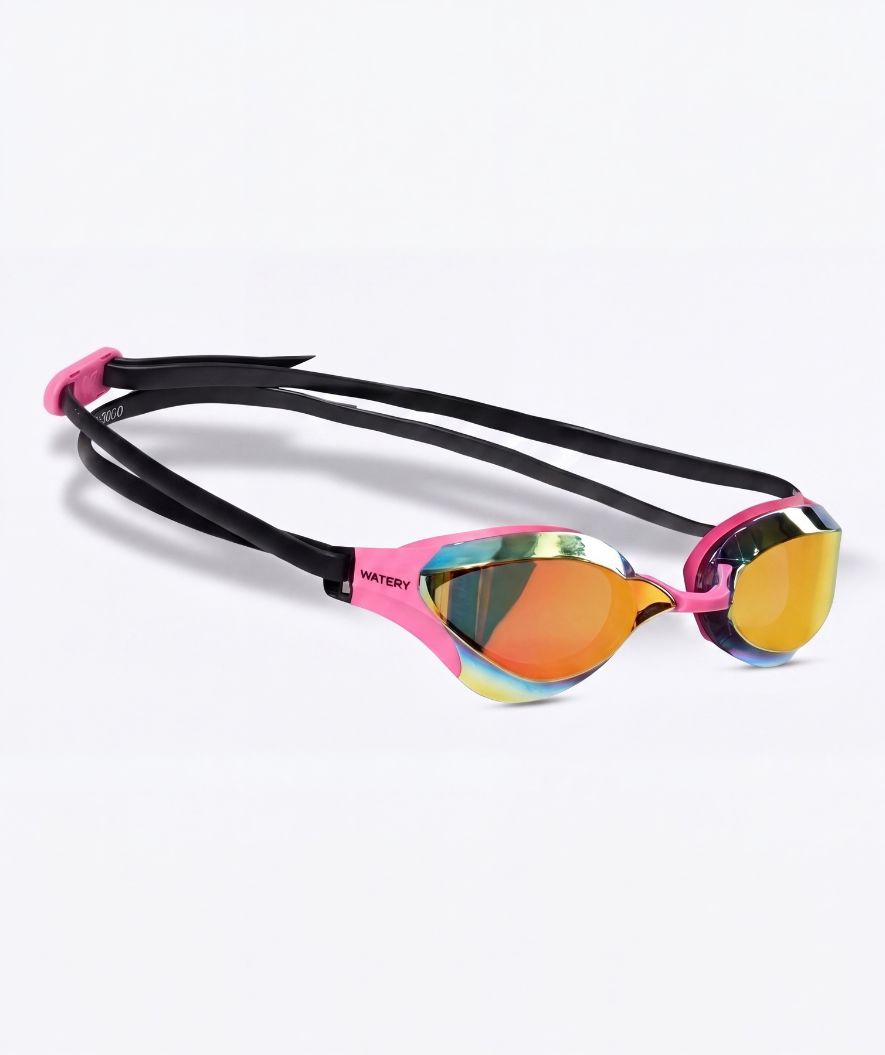 Watery Elite svømmebrille - Rattle Pro Mirror - Pink/rød