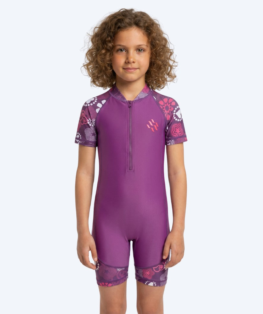Watery UV-dragt til børn - Athena Kortærmet Rashguard - Lilla