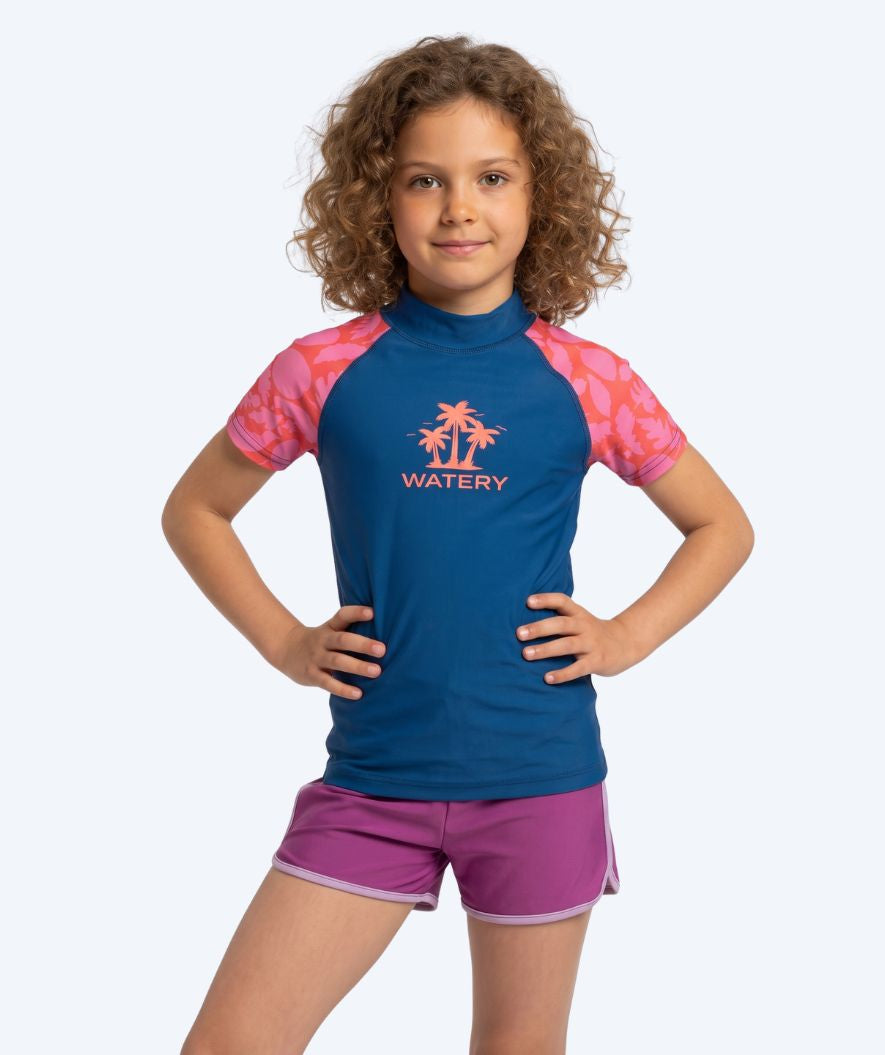 Watery UV-trøje til børn - Osiris Kortærmet Rashguard - Pink/mørkeblå