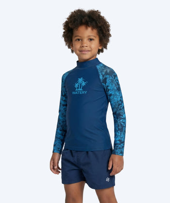 Watery UV-trøje til børn - Katsu Langærmet Rashguard - Blå/mørkeblå