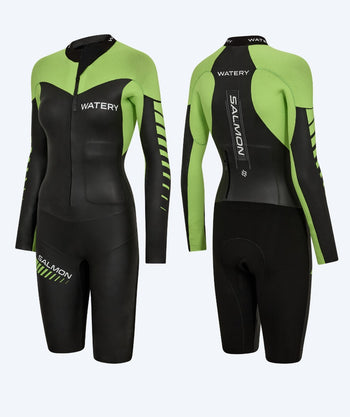 Watery våddragt til damer - Salmon Swimrun - Sort/grøn