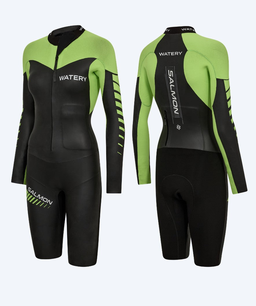 Watery våddragt til damer - Salmon Swimrun - Sort/grøn