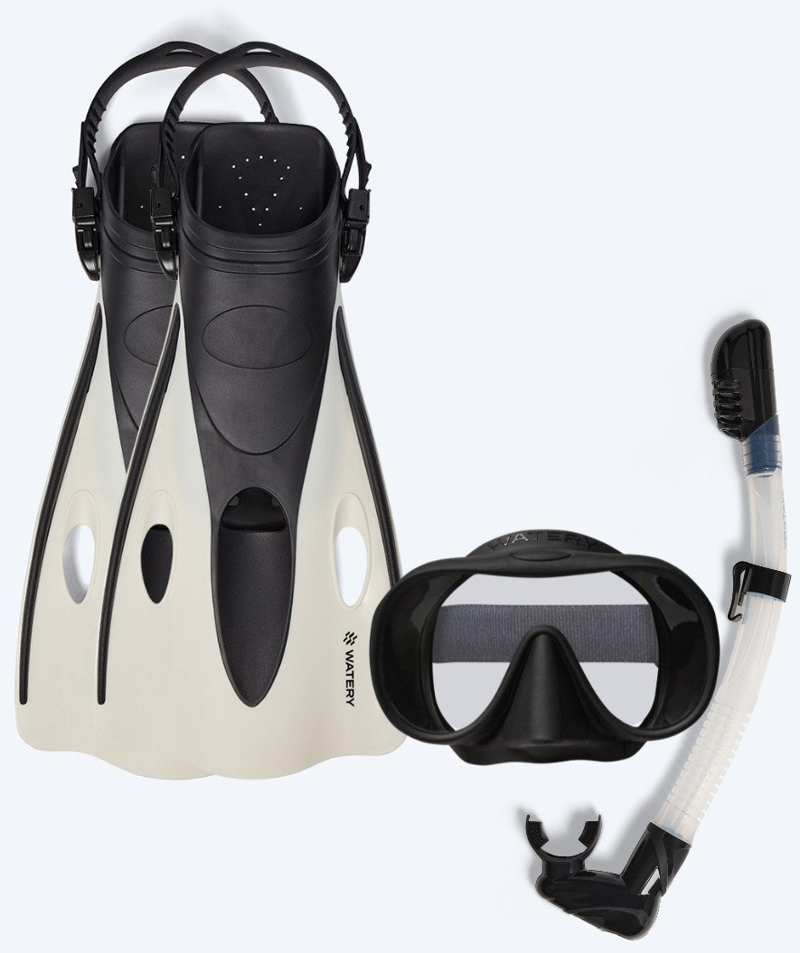 Watery snorkelsæt til voksne (fra 15 år) - Launch/Alton - Sort/hvid