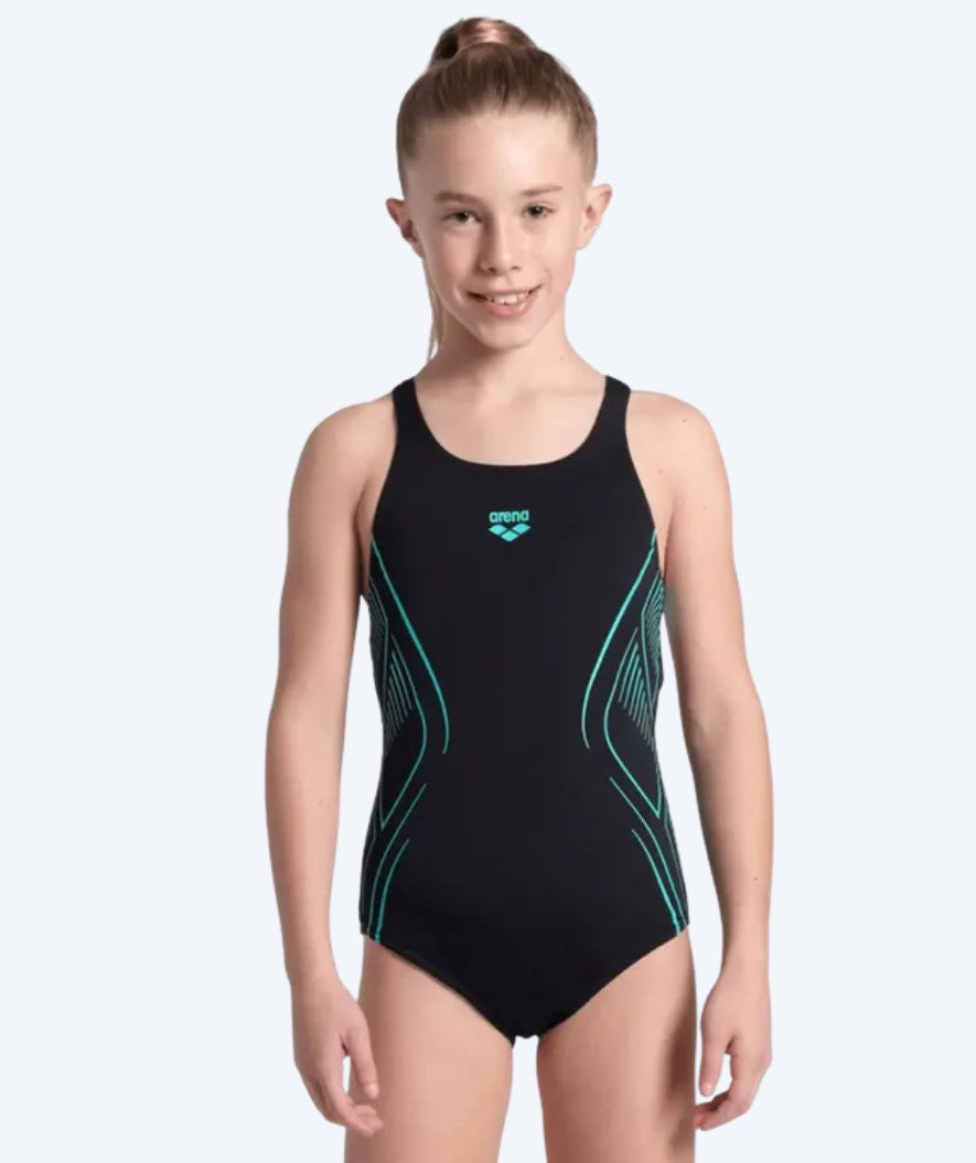 Arena badedragt til piger - Reflecting Swim Pro Back - Sort/lyseblå