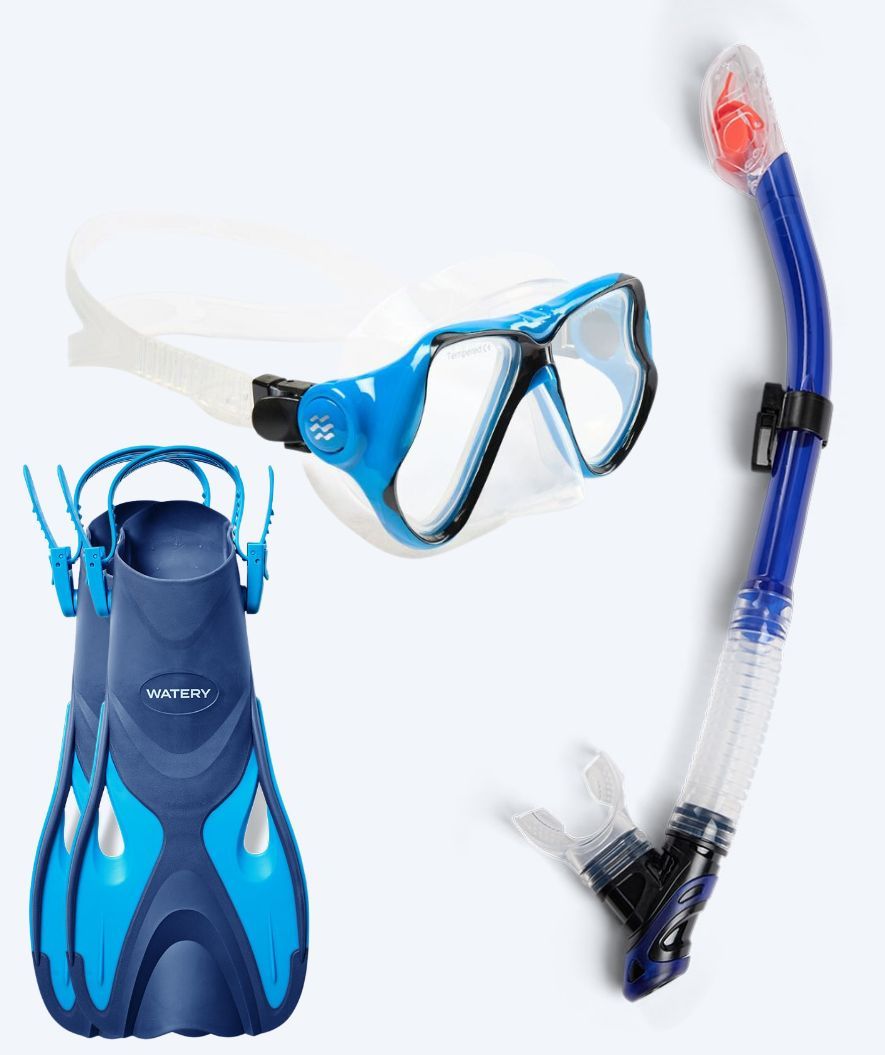 Watery snorkelsæt til voksne - Fisher/Hudson - Blå/blå