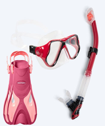 Watery snorkelsæt til voksne - Fisher Hudson - Pink/rød