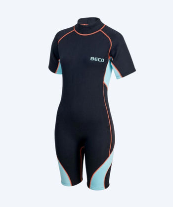 Beco neopren våddragt til damer - Neoprene Shorty - Sort/lyseblå