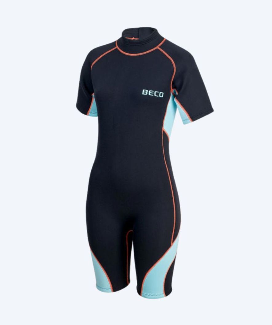 Beco neopren våddragt til damer - Neoprene Shorty - Sort/lyseblå