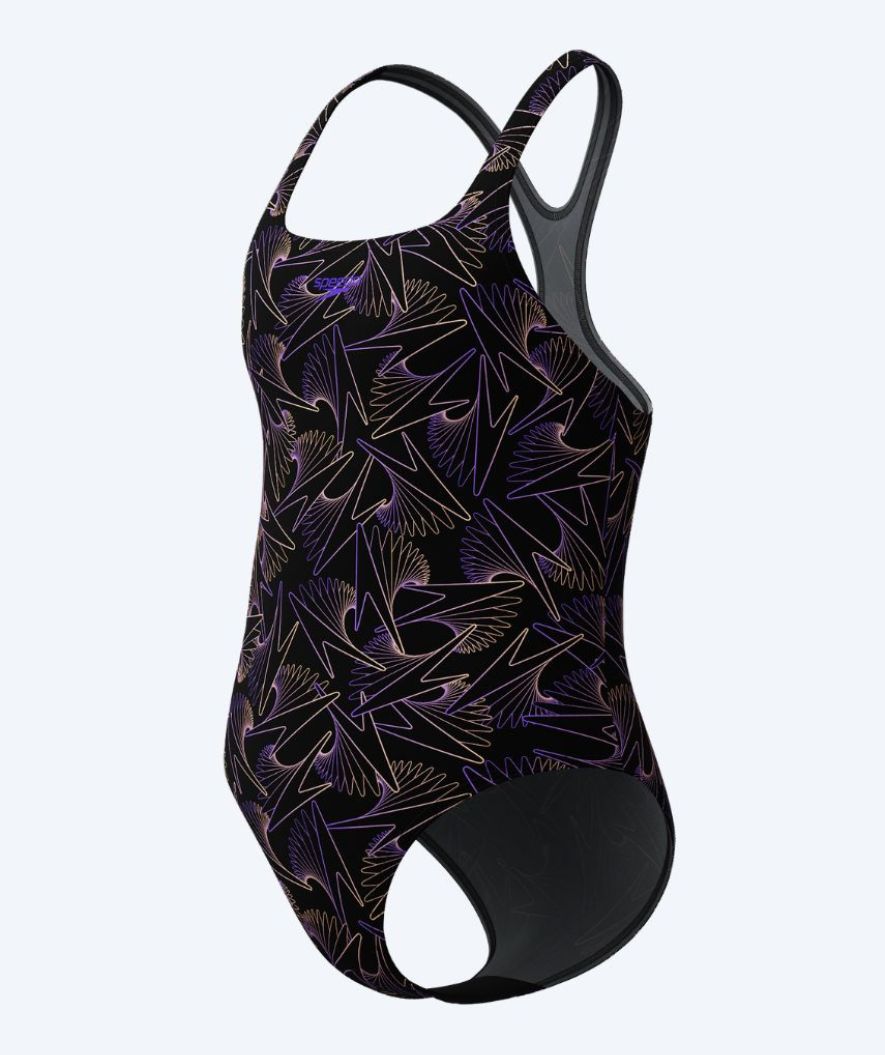 Speedo badedragt til piger - Hyperboom Allover Medalist - Sort/lilla
