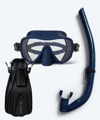 Watery snorkelsæt til voksne (fra 15 år) - Coast/Skipper - Mørkeblå/sort