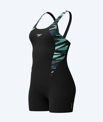 Speedo badedragt med ben til damer - Hyperboom Splice - Sort/turkis