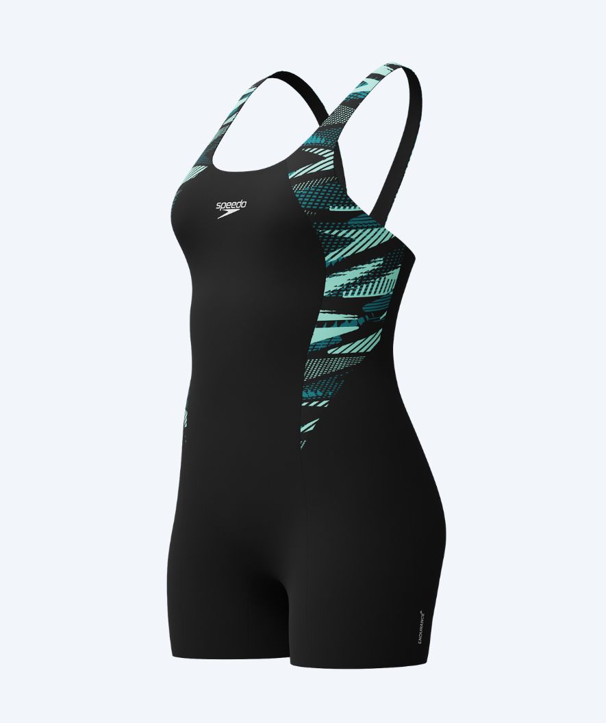 Speedo badedragt med ben til damer - Hyperboom Splice - Sort/turkis
