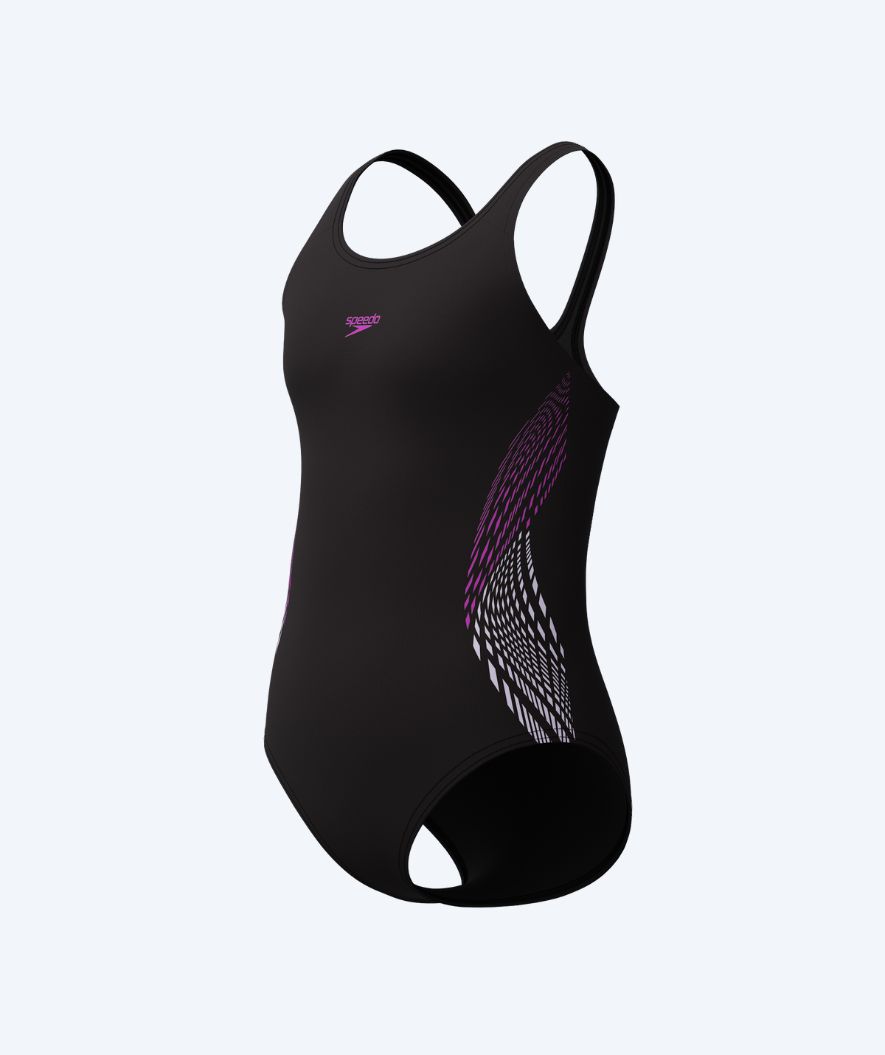 Speedo badedragt til piger - Placement Muscleback - Sort/pink