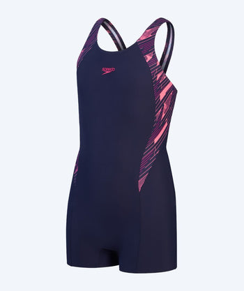 Speedo badedragt med ben til piger - Hyperboom Splice - Mørkeblå/pink
