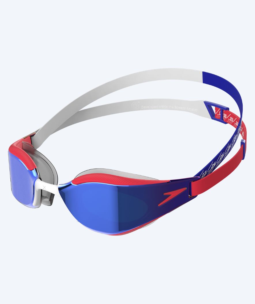 Speedo Elite svømmebriller - Fastskin Hyper Elite Mirror - Rød/blå