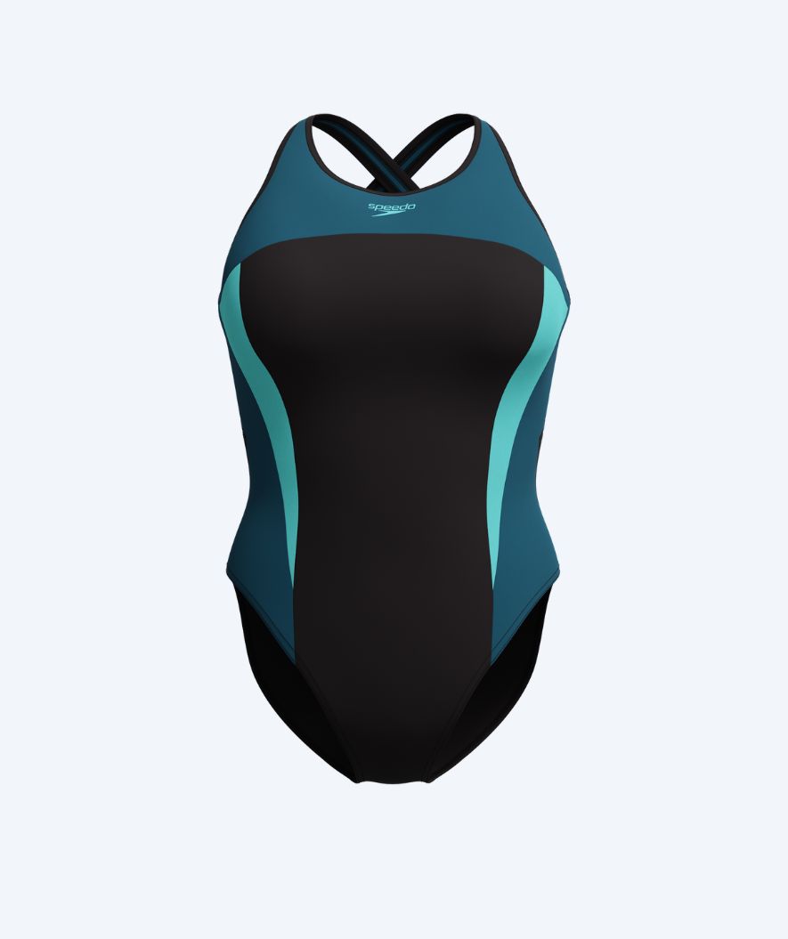 Speedo badedragt til damer - Splice Cross Back - Sort/mørkeblå