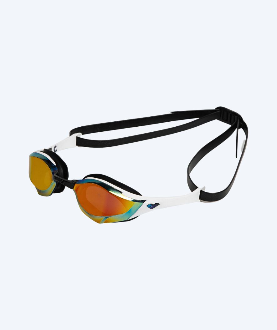 Arena Elite svømmebriller - Cobra Edge SWIPE Mirror - Hvid/sort (Guld mirror)