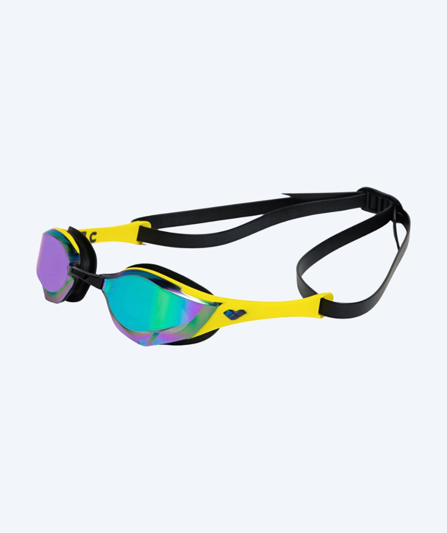 Arena Elite svømmebriller - Cobra Edge SWIPE Mirror - Gul/sort (Grøn mirror)