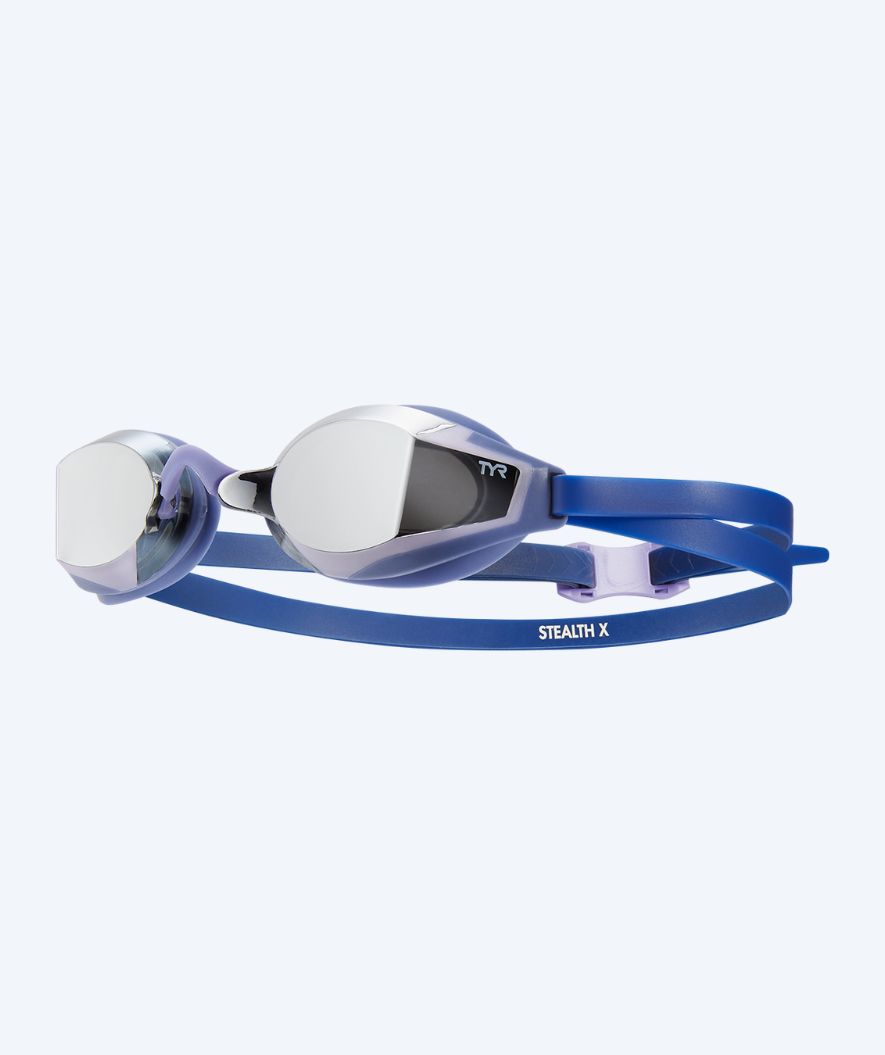 TYR svømmebriller - Stealth X Mirrored - Mørkeblå/sølv