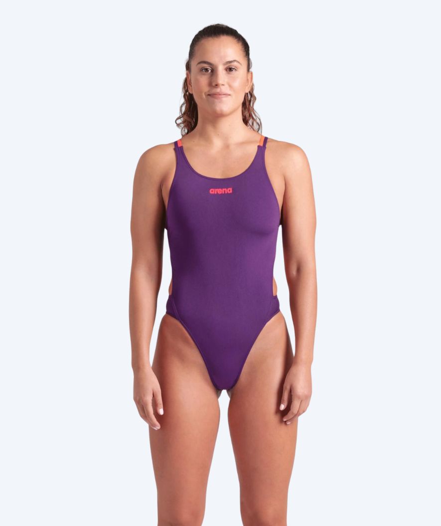 Arena badedragt til damer - Tech Multi Solid - Lilla/orange