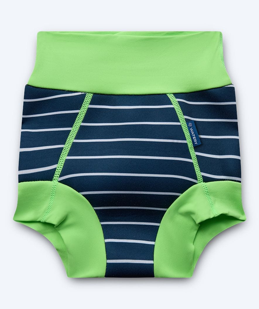 Watery blebadebukser til børn - Neoprene Swim Nappy - Green Stripes