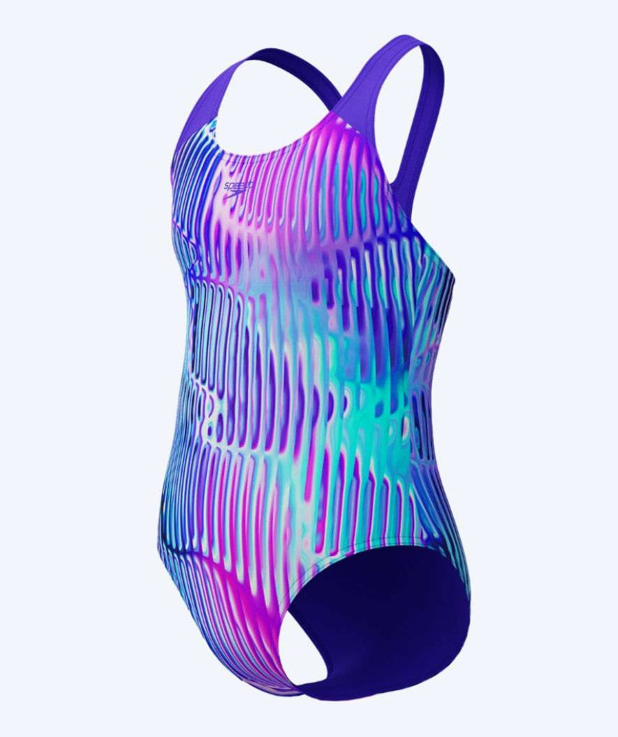 Speedo badedragt til piger - Allover Digital Splashback - Lilla/lyseblå