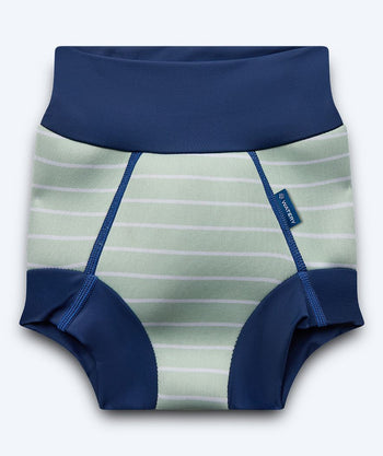 Watery blebadebukser til børn - Neoprene Swim Nappy - Nordic Green Stripes