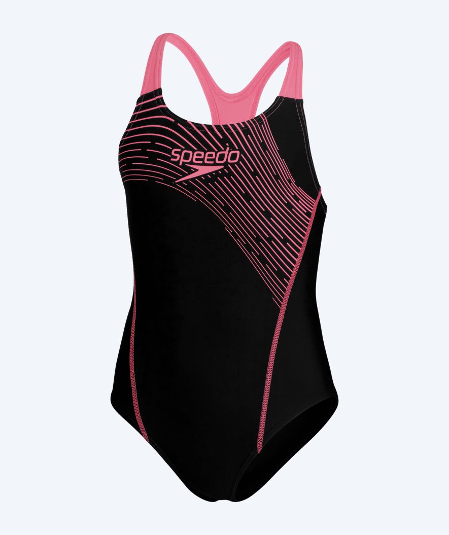 Speedo badedragt til piger - Medley Logo Medalist - Sort/pink