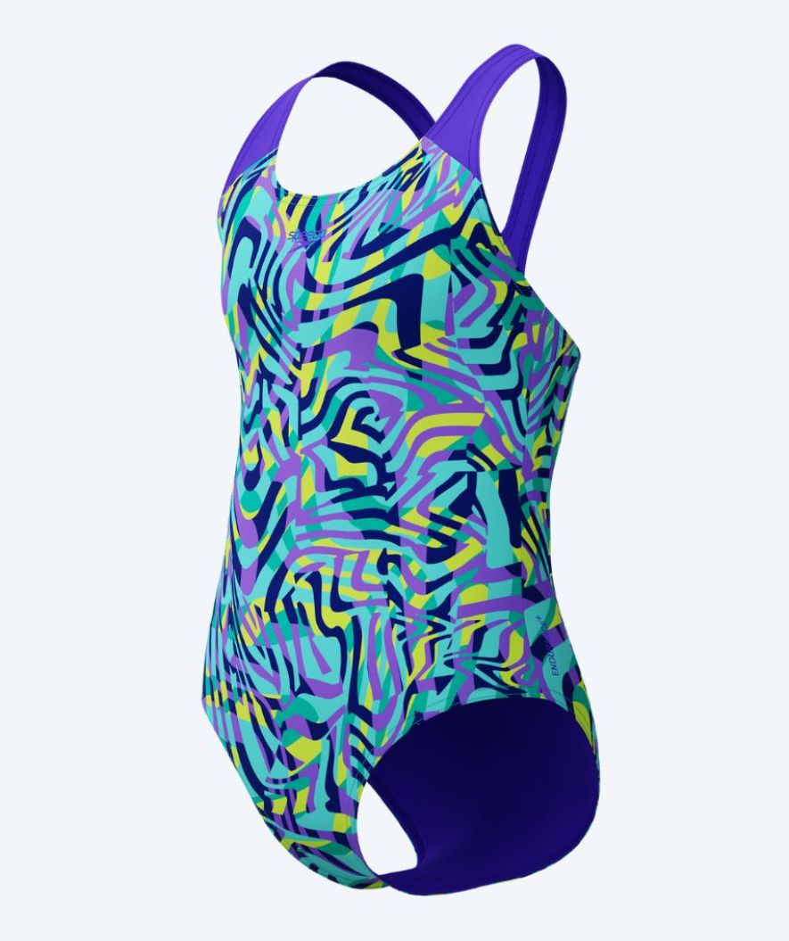 Speedo badedragt til piger - Allover Digital Splashback - Lilla/turkis
