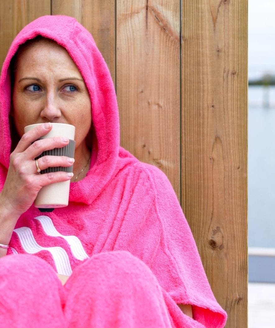 Watery badeponcho til voksne - Bomuld - Sort