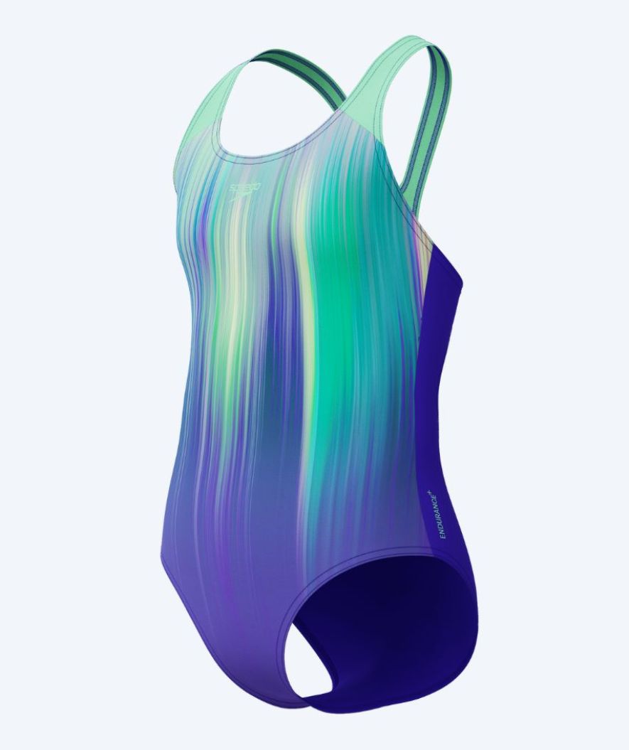 Speedo badedragt til piger - Digital Placement Splashback - Lilla/grøn