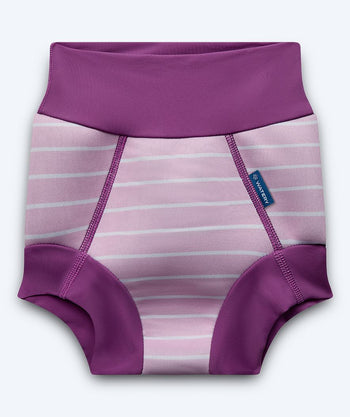 Watery blebadebukser til børn - Neoprene Swim Nappy - Purple Stripes