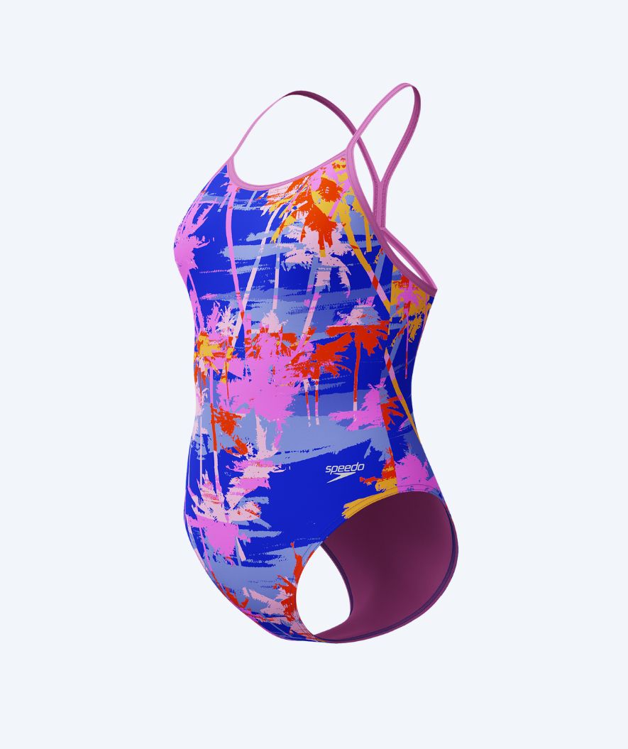 Speedo badedragt til piger - Allover Digital V-Back - Lilla/lyserød