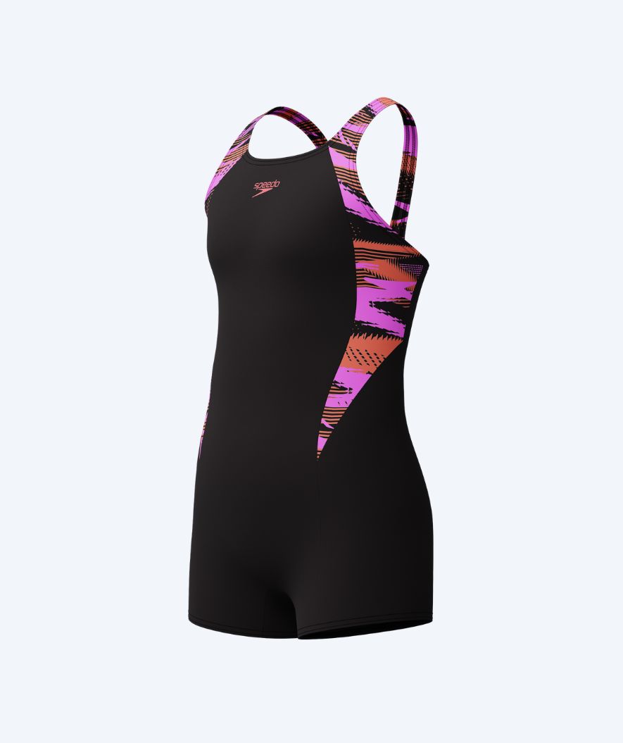 Speedo badedragt med ben til piger - Hyperboom Splice - Sort/pink