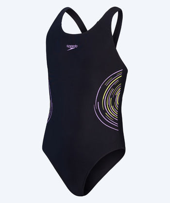 Speedo badedragt til piger - Plastisol Placement Muscleback - Sort/lilla