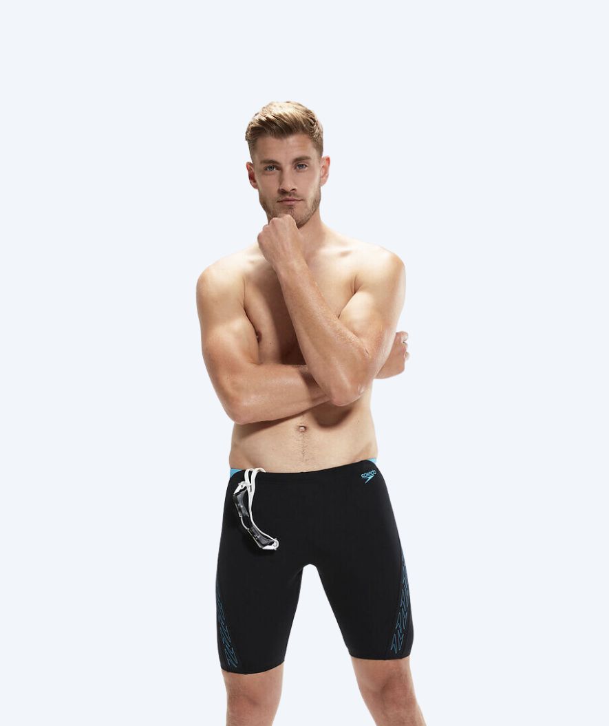 Speedo lange badebukser til mænd - Hyper Boom Splice Jammer - Sort/blå