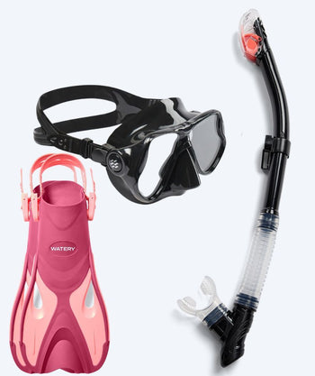 Watery snorkelsæt til voksne - Fisher/Hudson - Pink/sort