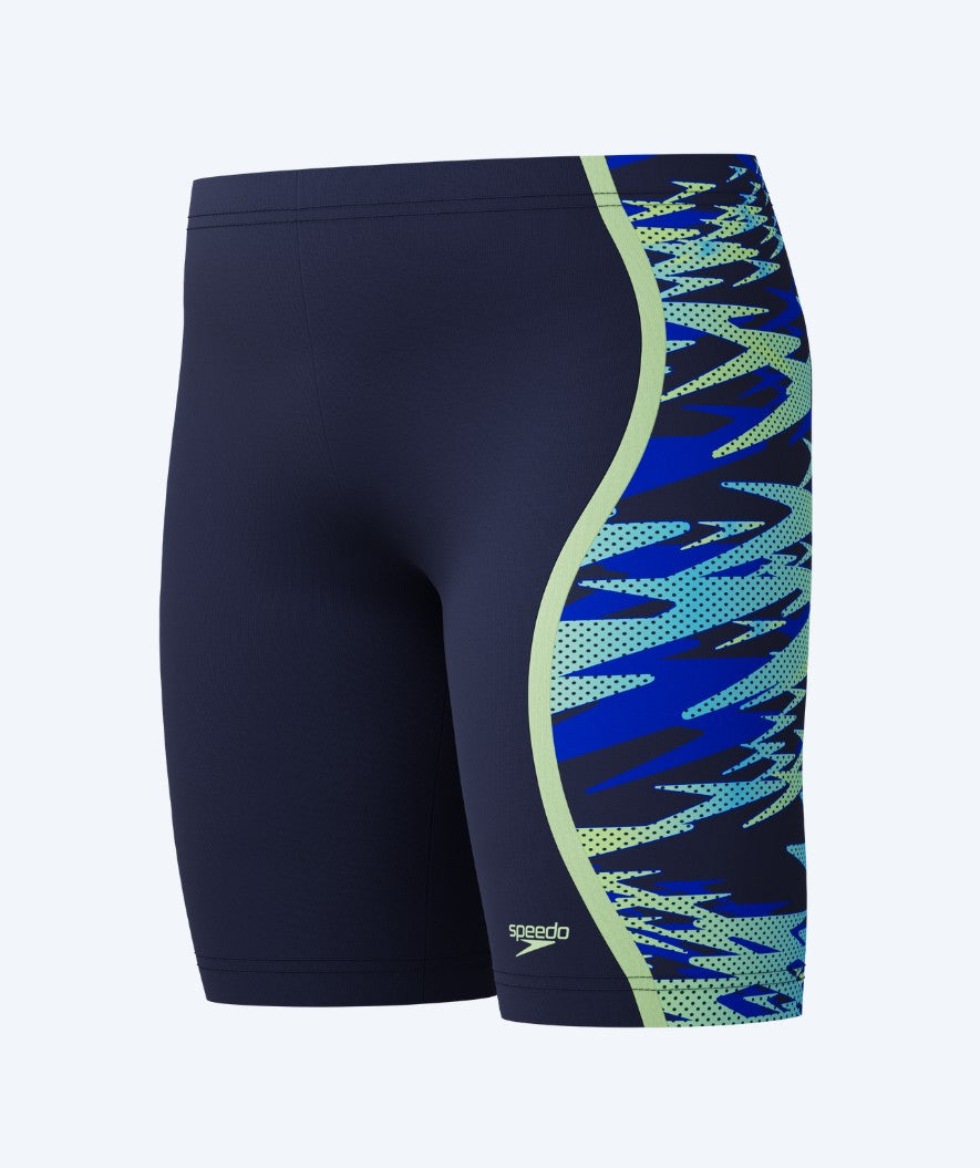 Speedo lange badebukser til drenge - Hyperboom Splice - Mørkeblå/grøn